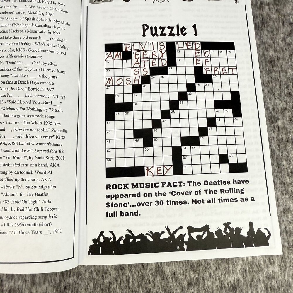 ✅The Ultimate Rock Music Trivia Crossword Collection Volume 1 & Rock Music Cross - Picture 6 of 8